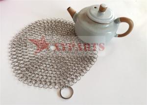 Quality Kitchen Cast Iron Cleaner Welded Stainless Steel Pot Brush Chain Mail Scrubber wholesale