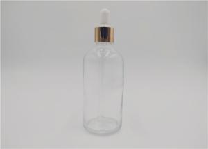 Quality Boston Round 30ml Clear Glass Dropper Bottles , Empty Cosmetic Bottles 1oz wholesale