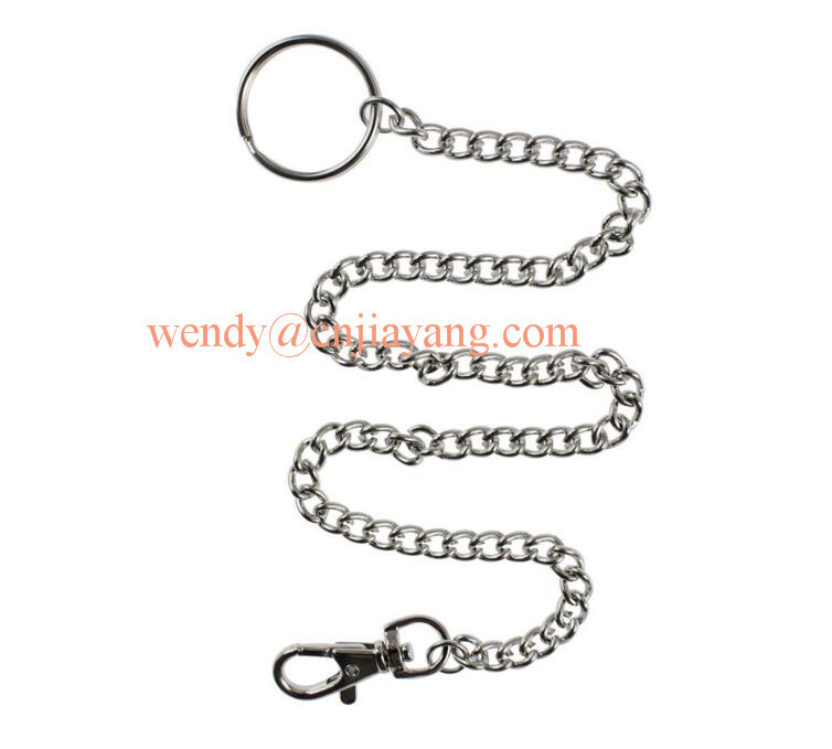 jiayang high quality shiny silver key split ring add snap hook metal chain