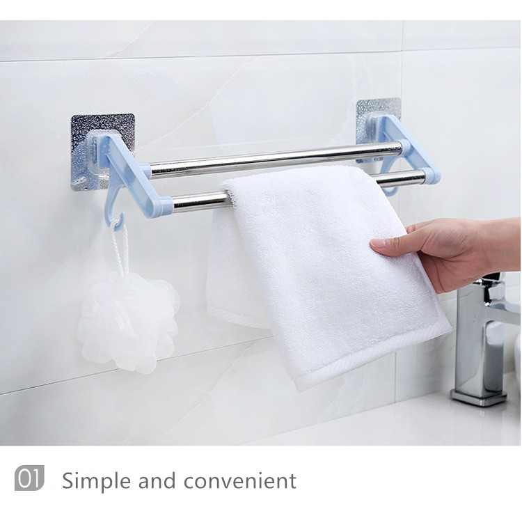 Perforation-Free Stainless Steel Wall Rowel Rack Bathroom Towel Rack