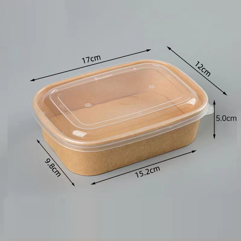 Takeaway Square Paper Bowl With Lid Disposable Custom 500ml 750ml 1000ml