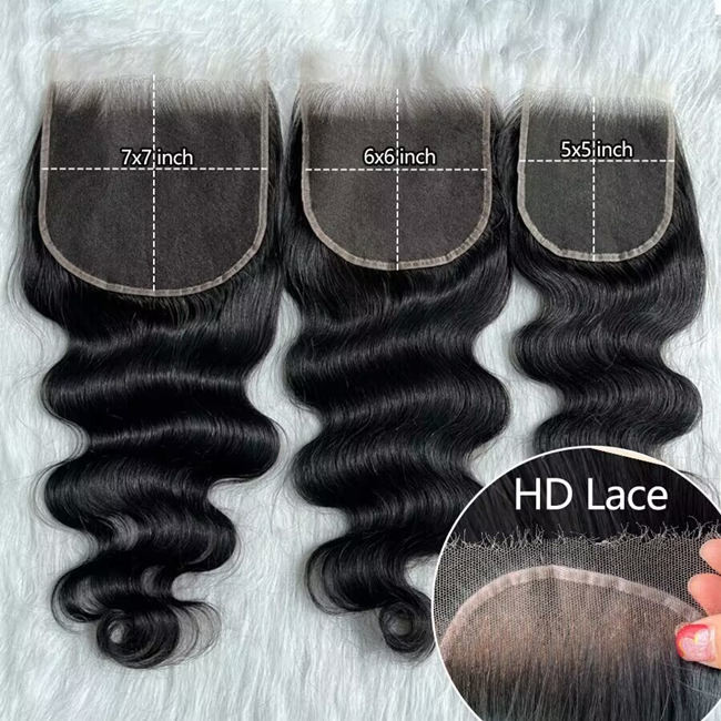 12A HD Lace Closure 6x6 Remy Human Hair Swiss Straight Indian Hair Oem