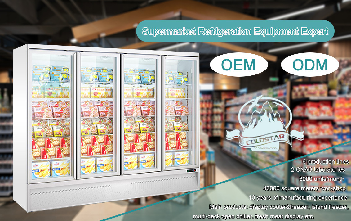 Promotion Product Commercial Vertical Single Temperature Glass Door Freezer Display Showcase