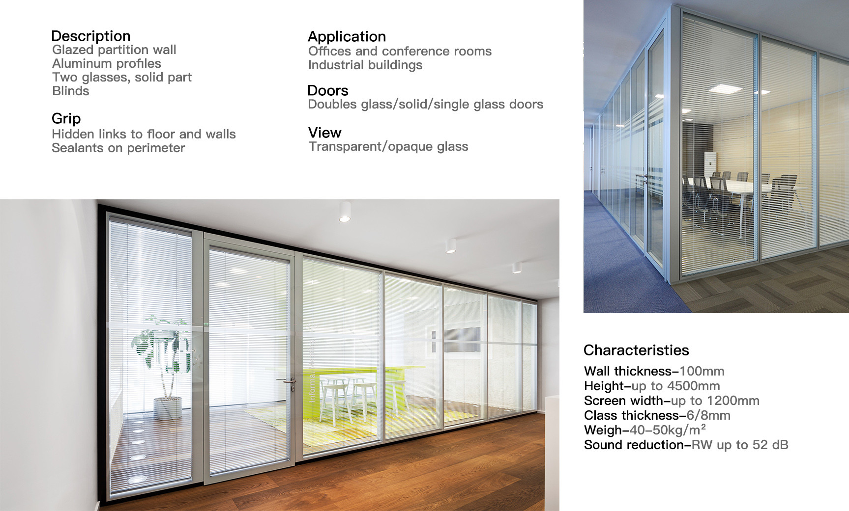Frameless Glass Wall Partition with Art Glass for Modern Office Design