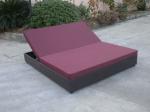Outdoor Rattan Material Chaise Lounge Daybed In Double,Cushion Cover With
