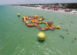 Quality Mayan Beach Inflatabled Aqua Park / Floating Obstacle Course For Rental wholesale