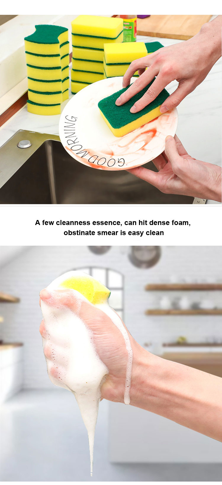 Sustainable Kitchen Scrubber Sponge Long Lasting Fast Drying biodegradable