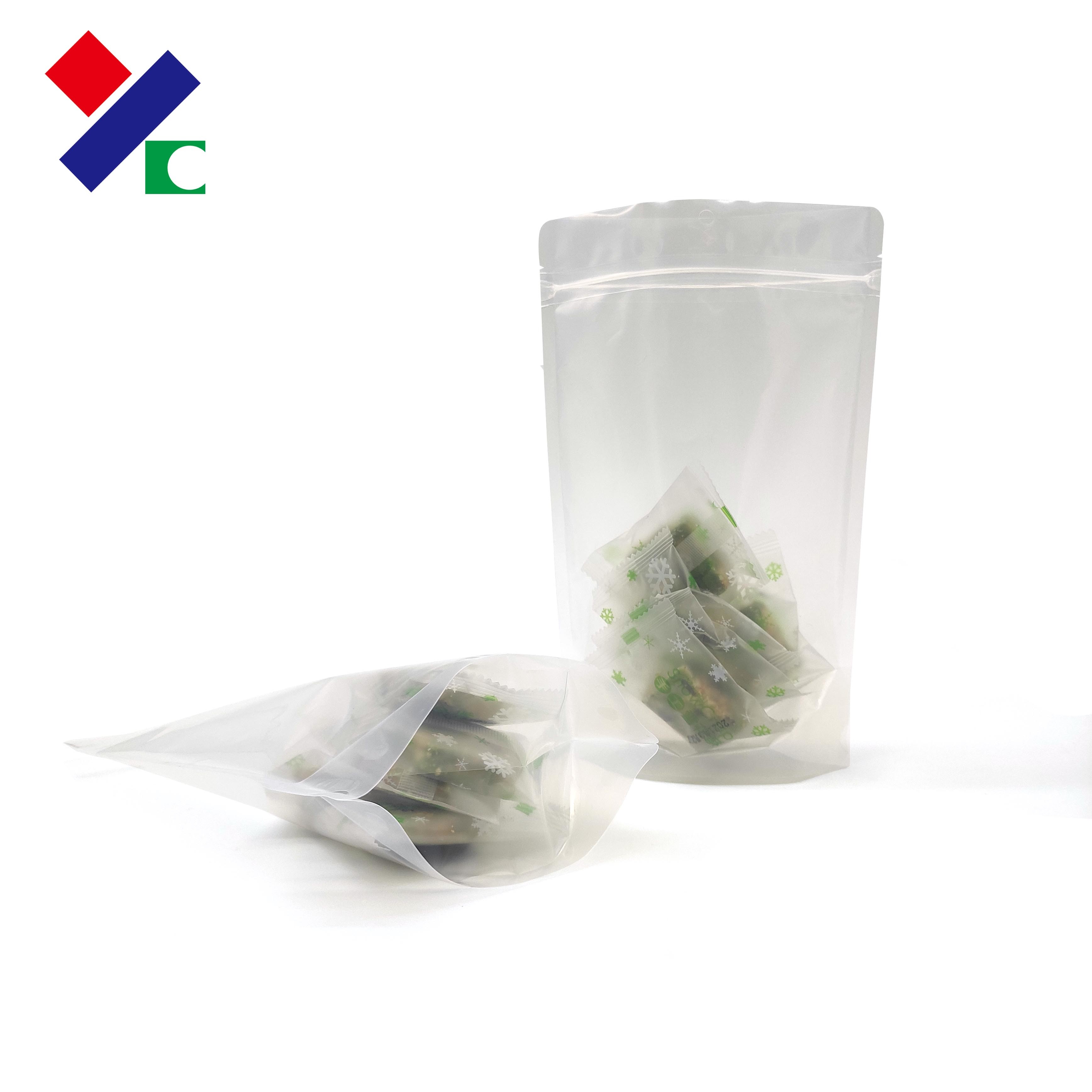 100G Clear Plastic Stand Up Zipper Pouch Resealable Biscuit Packaging