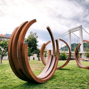 Quality Large Rustic Ring Corten Steel Sculpture Abstract Metal Art Sculptures wholesale