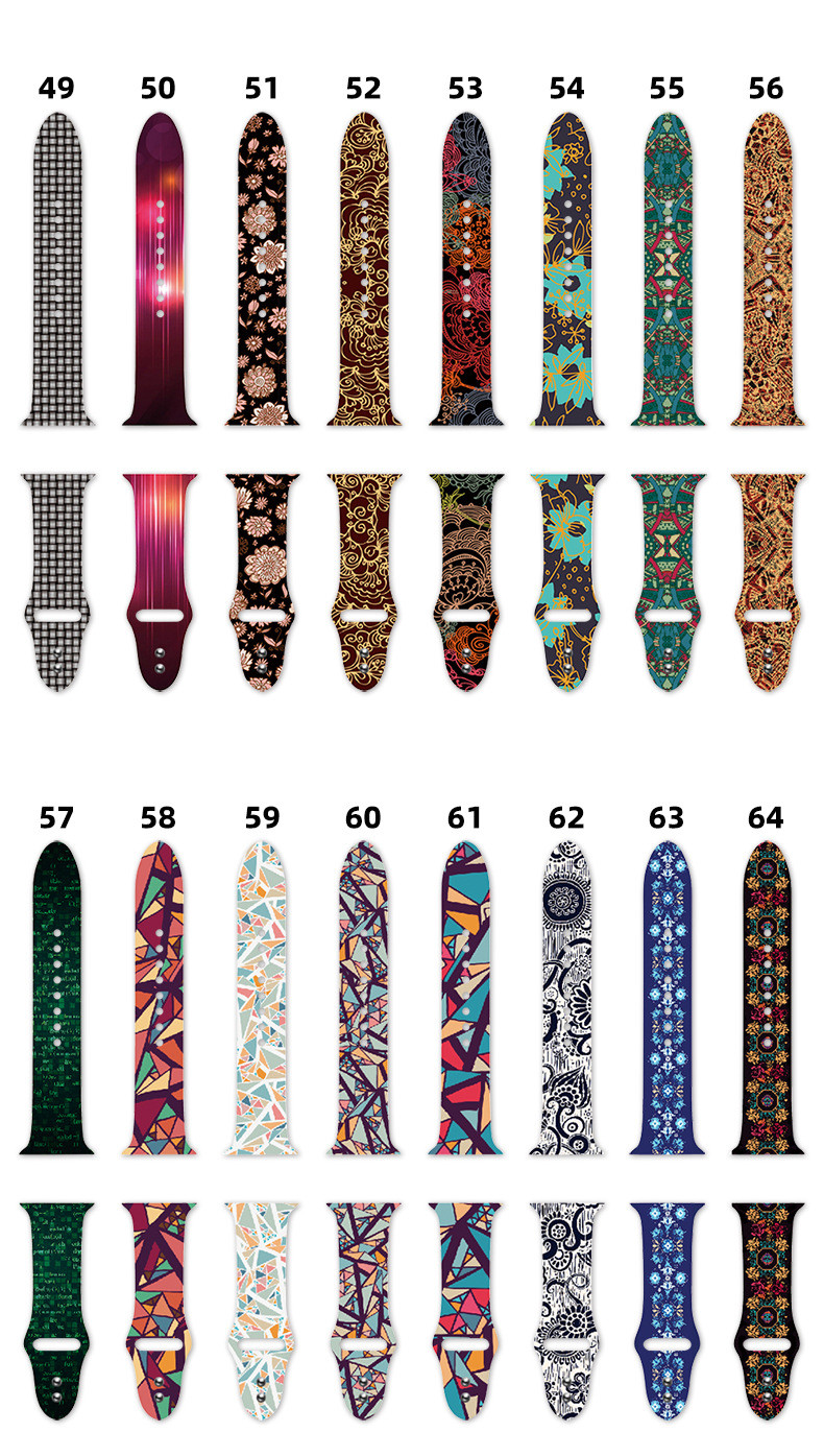 Silicone Material Smart Watch Band For Iwatch 42Mm 44 Mm Pattern Printed