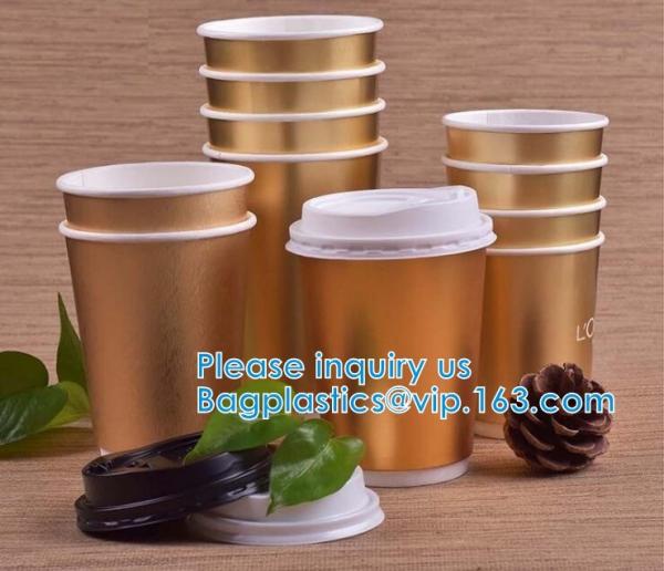 Cheap Gold Party Cups, Disposable Coffee Cups With Lids - Insulated Hot Cups To Go - Luxury Glitter Paper Cups for sale