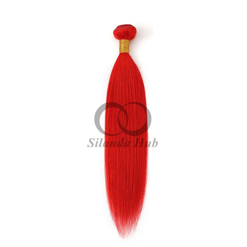 Red Straight Remy Human Hair Bundles Sew In Weave Bundles Brazilian Bundle Deals