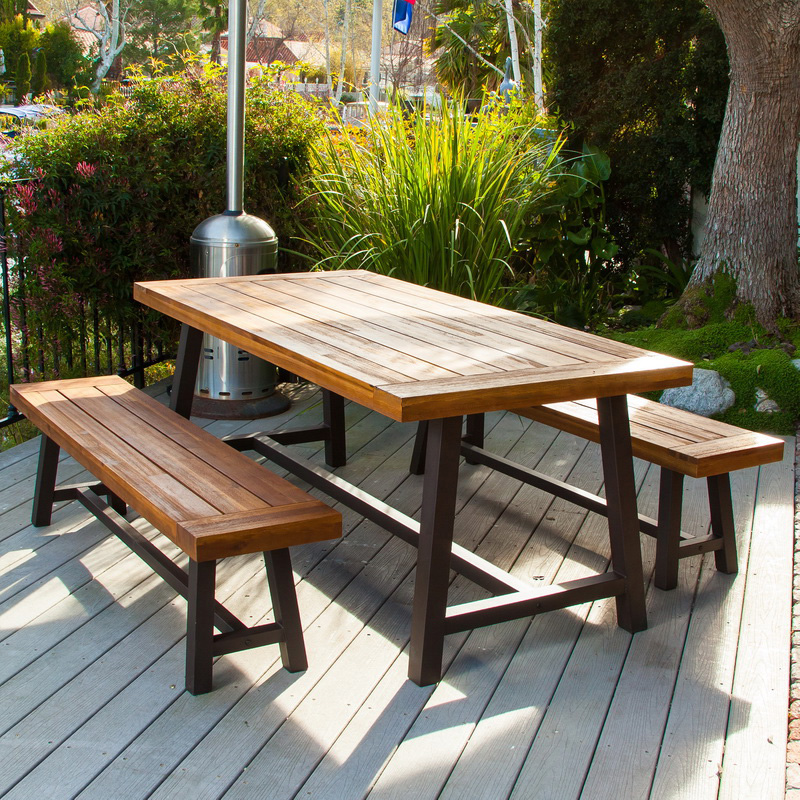 ISO14001 Certificate 1800mm Wood And Metal Bistro Set