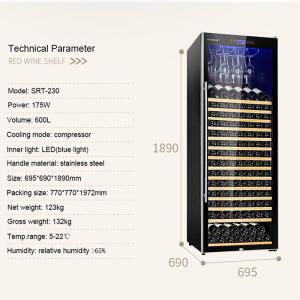 Quality Compressor cooling 230 Bottle Single Zone Wine Fridge wholesale
