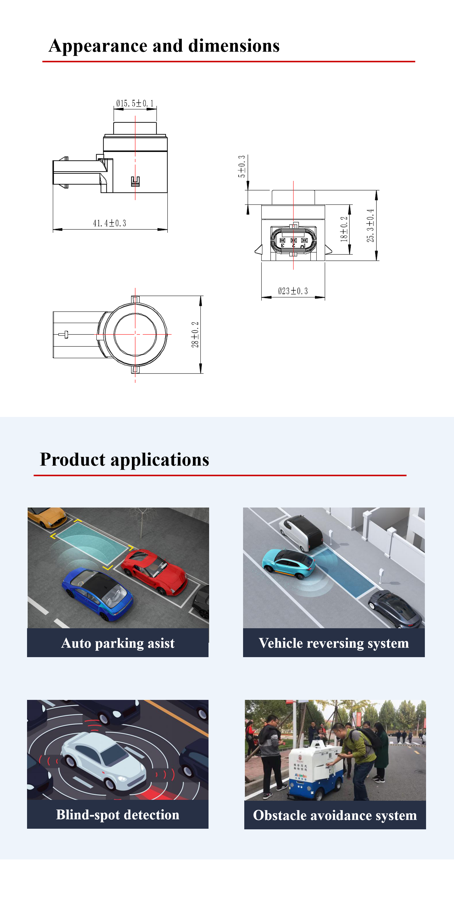 Automotive AK2 Ultrasonic Parking Sensor Intelligent Reverse Aid Parking Sensor