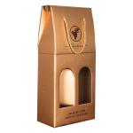 Matte Coating Embossing Double Wine Bottle Gift Boxes With Handle