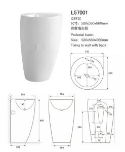 Quality Indoor Solid Surface Sink And Pedestal , Bathroom Pedestal Basin Size 520*550*860mm wholesale