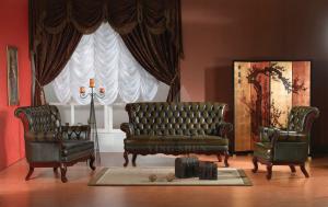 Quality Classical antique Europe style chesterfield leather sofa set wholesale
