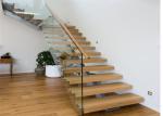 Safety Internal Modern Straight Staircase , Wood And Glass Staircase Designs