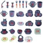 Dark Blue Rubber Silicone Plate Set Feeding Bottle Bib Plates Biodegradable