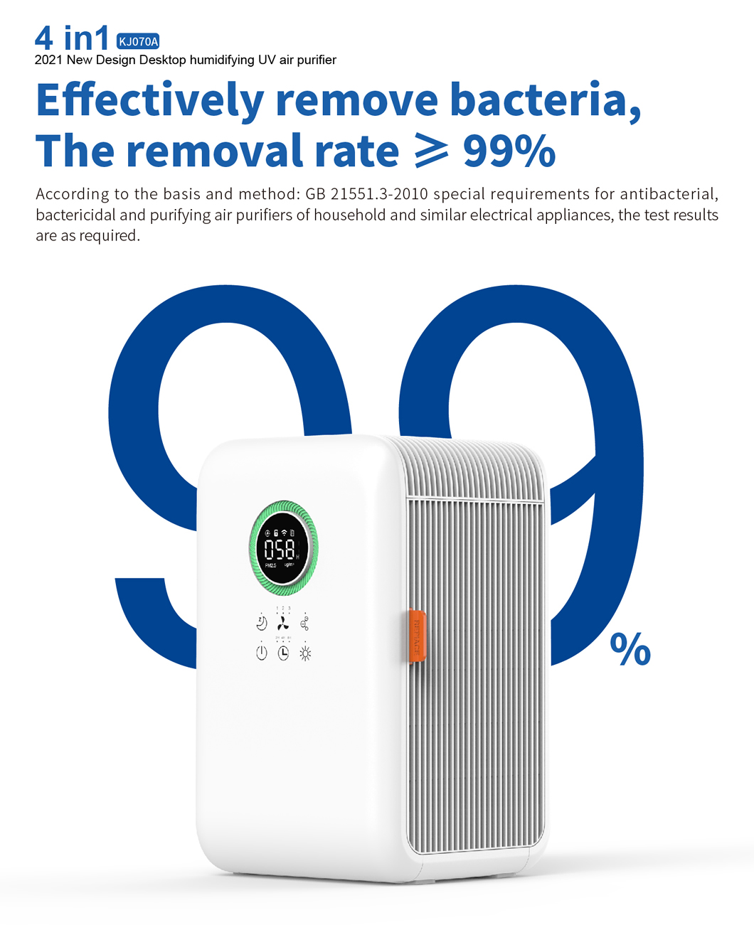 Homefish OEM UV Hepa Air Purifier Negative Ions Air Cleaner Ture Hepa Filter Desktop Tuya Wifi Air Purifier With Humidification