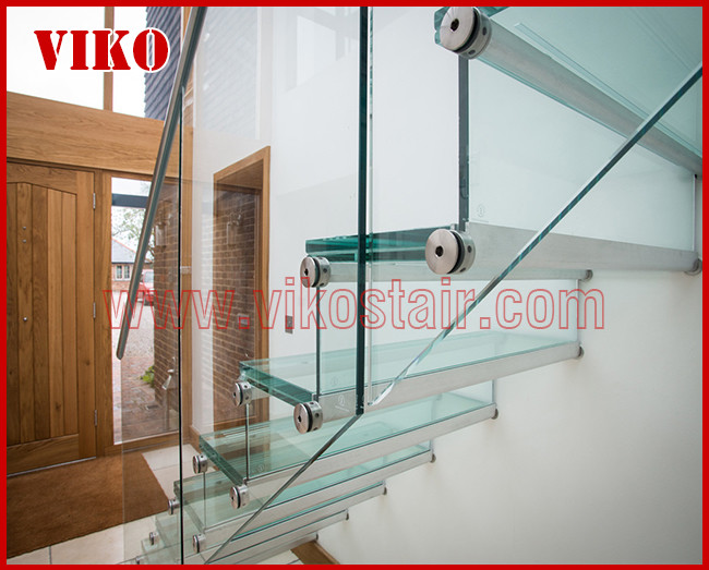 Floating Staircase VK39S Floating Stair Tempered GlassLED Light strip, Stringer: 5mm+5mm(Thickness), Dia 6mm Steel Cable