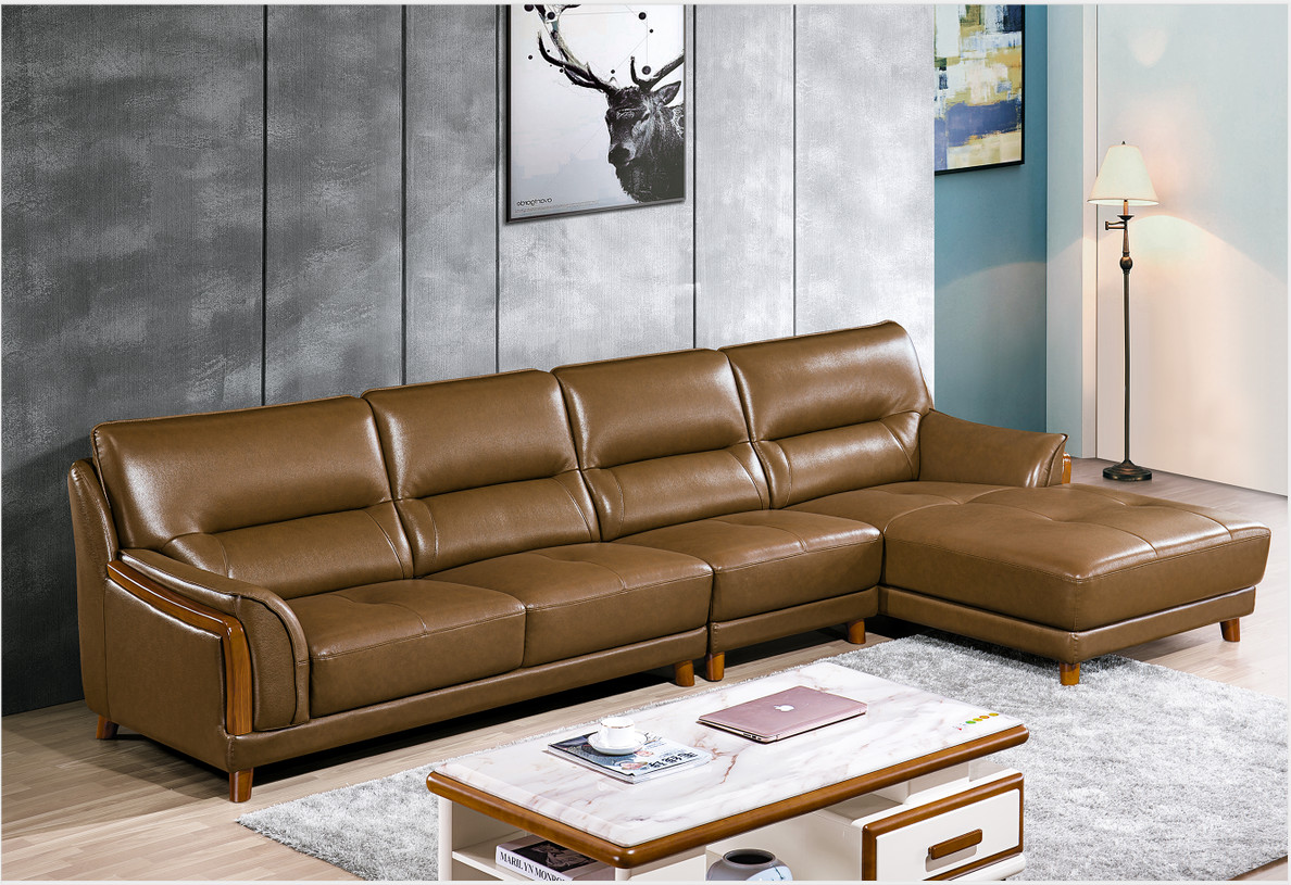 Fabric Leather 3 Seater Modern Living Room Sofa With Cushion