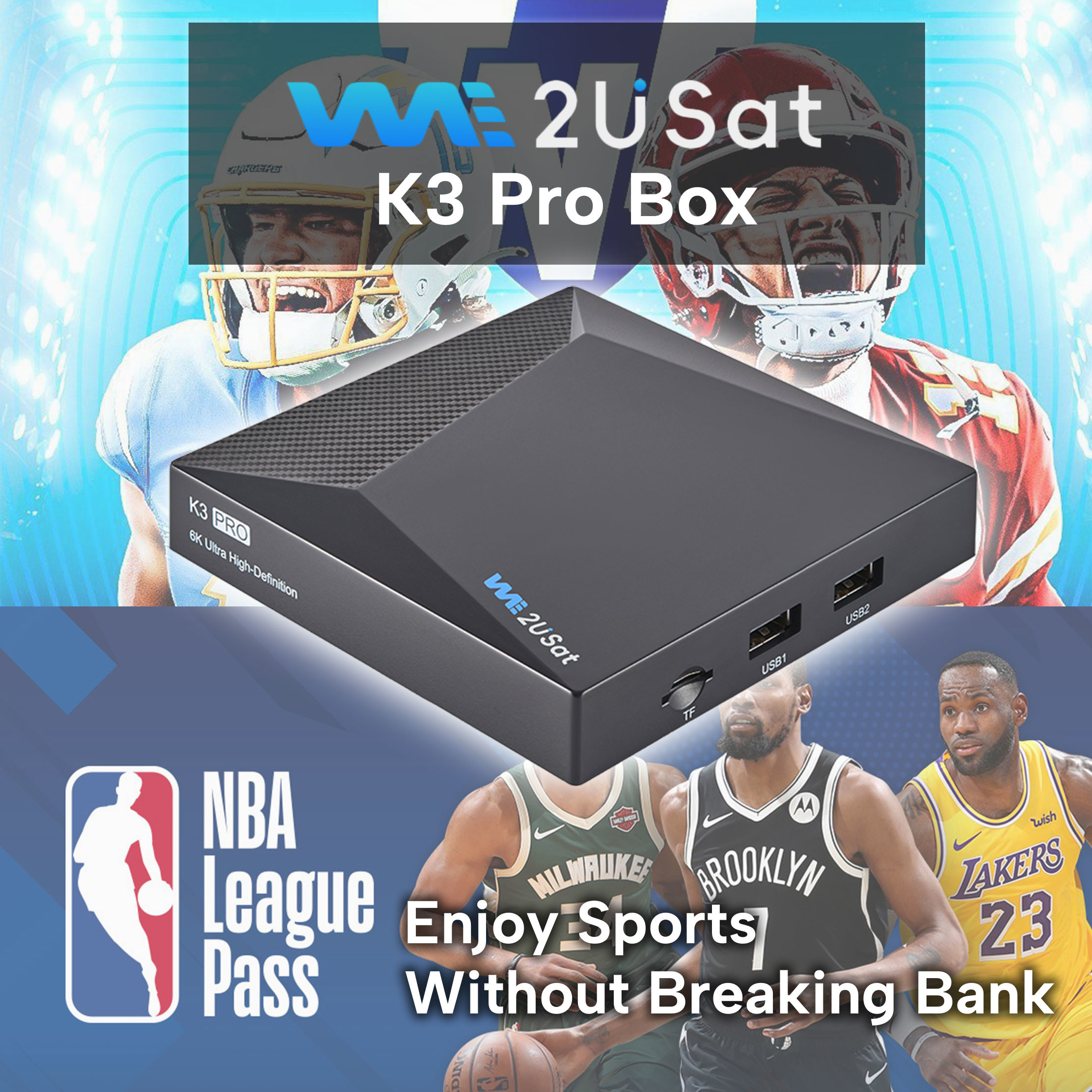 Customized Android IPTV Box We2u K3 Pro Lifetime IPTV Box Black