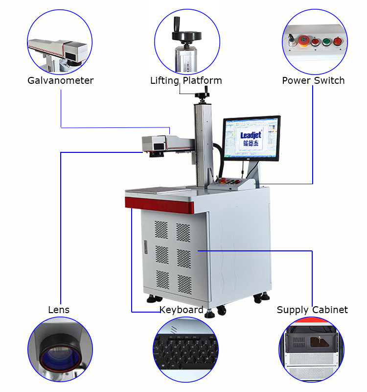 Leadjet 50W Fiber Metal Products Desktop Laser Coder With Computer