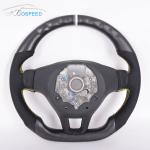 Black Leather Golf Mk8 Vw Racing Steering Wheel Carbon Fiber Grey Stripe