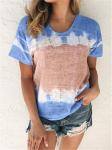 Gradient Polyester Mature Womens Blouses Contrast Colour Shirt