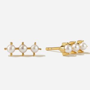 Quality 18K Gold Plating Pearl Stud Earrings Sterling Silver with Customized Logo wholesale