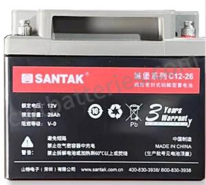 Quality Rechargeable Castle Lead Acid UPS Battery Santak C12-26 12V 26Ah Non Spillable wholesale
