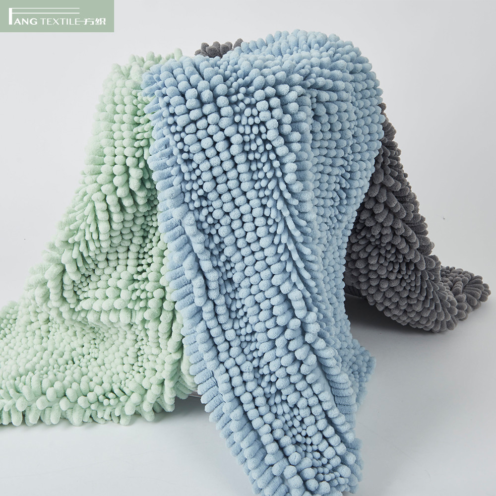 Light Green Fast Drying Chenille Bath Mat Water Absorption