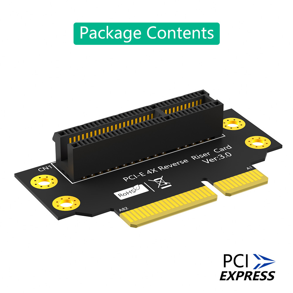 Reverse 90 Degree PCI-E 3.0 4X Slot To PCIe X4 Adapter Riser Card For 2U Server Case