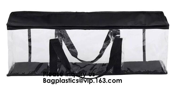 Clear Zipper Bag With Compression Packing Closure,Toiletry Bag With Pink Trim And Zipper Closing PVC zipper pouch bageas