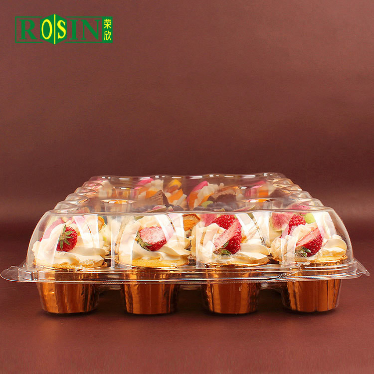 24 Hole Clear Plastic Cupcake Containers Portable For Muffins Cupcakes