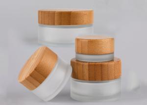 Quality Empty 1oz 5g 10g 15g 20g 50g 100g 30g Eye Cream Frosted Cosmetic Glass Jar with Bamboo Wood Cap Lid wholesale