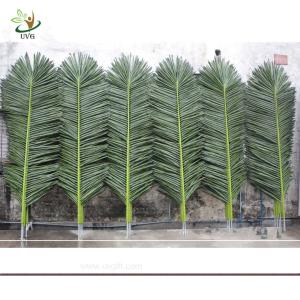 Quality UVG wholesale green ornaments plastic artificial palm tree leaves for outdoor home deco PTR014 wholesale