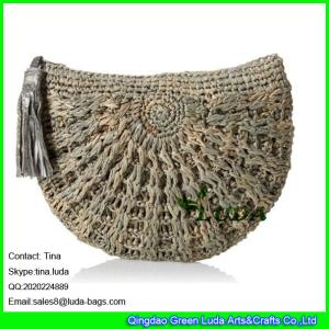 Quality LUDA colored straw handbags china womens straw raffia straw clutch bag wholesale