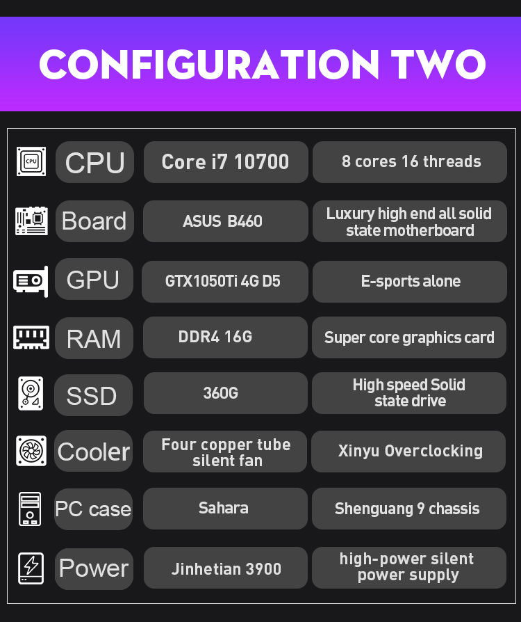 GTX 105O Ti 4G Gaming PC Computers CPU Core i7 10700 Slim Desktop PC