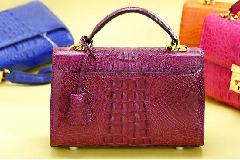 Genuine Alligator Skin Key Lock Closure Lady Small Handbag Authentic Crocodile Leather Women Flap Purse Shoulder Bag