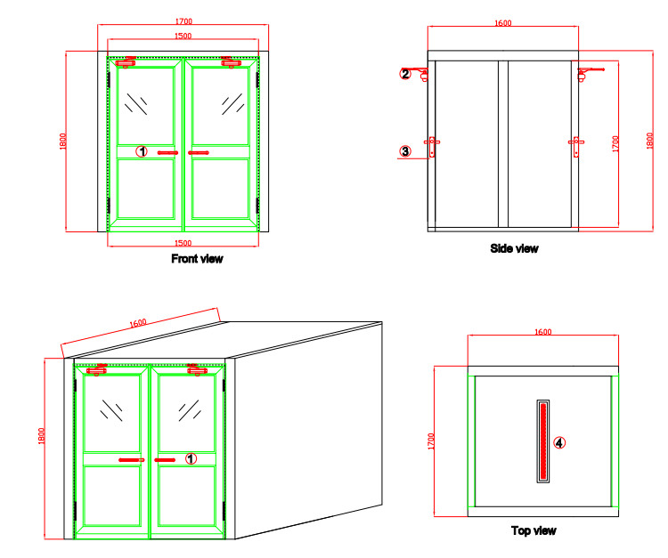 Big Area Dynamic Pass Box , Clean Room Pass Through Window With Double Leaf Swing Doors