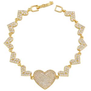 Quality OEM 18K Gold Bracelet Chains Jewelry Micro Zircon Love Heart Shaped Tennis Bracelet wholesale