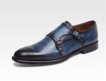 Italian Genuine Leather Monk Strap Shoes , Leather Loafers For Men In Brogue