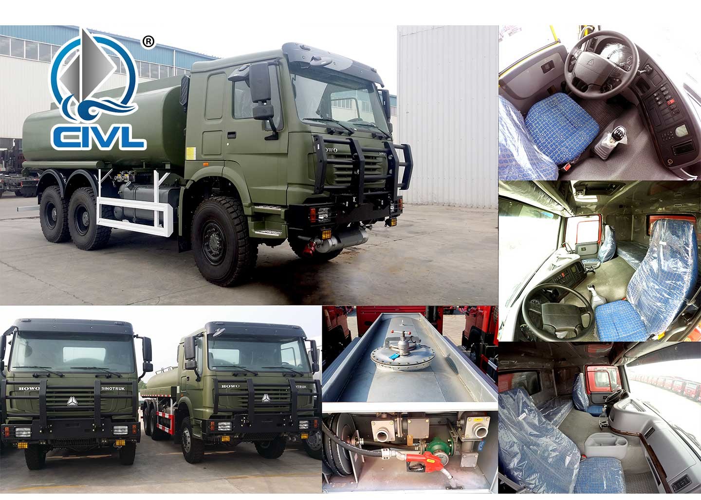 Chemical Liquid Tanker Truck 5000 L - 7000 L With Stainless Steel Or Carbon Steel Pump Pto Pipe
