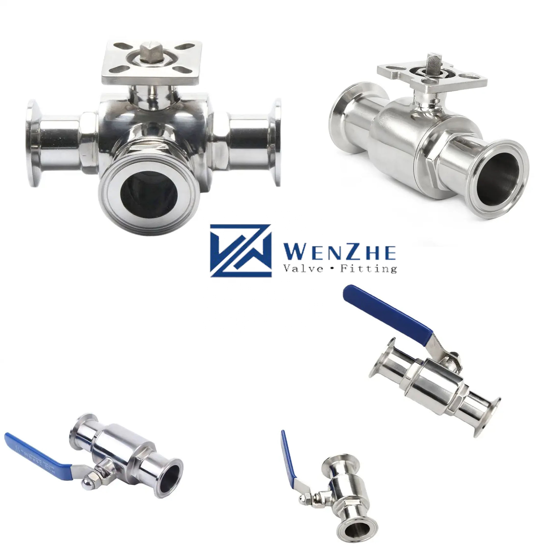 Forged Sanitary SS304/SS316L L/T Type Tri Clamp Stainless Steel 3 Way Ball Valve 3A DIN