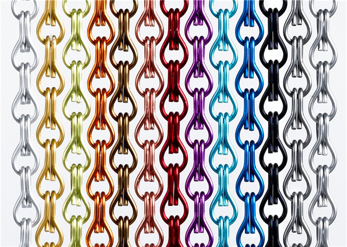 Customized Chain Link Curtain Insect Metal Fly Screen Curtains Gold 90x210cm