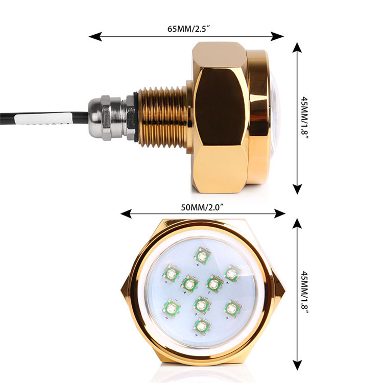 6000K LED Marine Lights Rgb Drain Plug Light Daylight Alert 2700lm