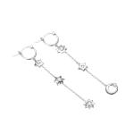 1.75g 3.7in Sterling Silver Jewelry Earrings Moon Star Alloy Drop Earrings SGS